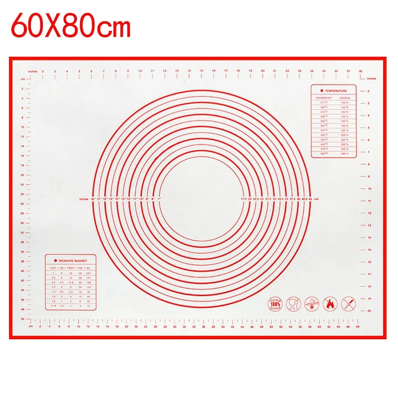 80/70/60cm Large Silicone Rolling Dough Mat Non-Stick Pizza Pastry Baking Mat Oven Sheet Liner Non-Slip Placemat Kitchen Gadgets