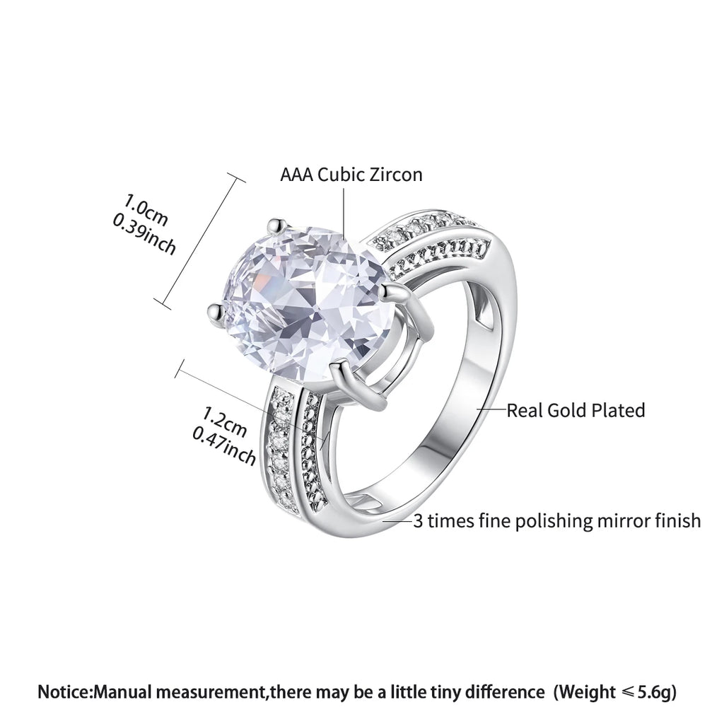 LUOTEEMI Fashion Jewelry Couple Wedding Rings One Oval Cut CZ Zircon Vintage CZ Engagement Rings