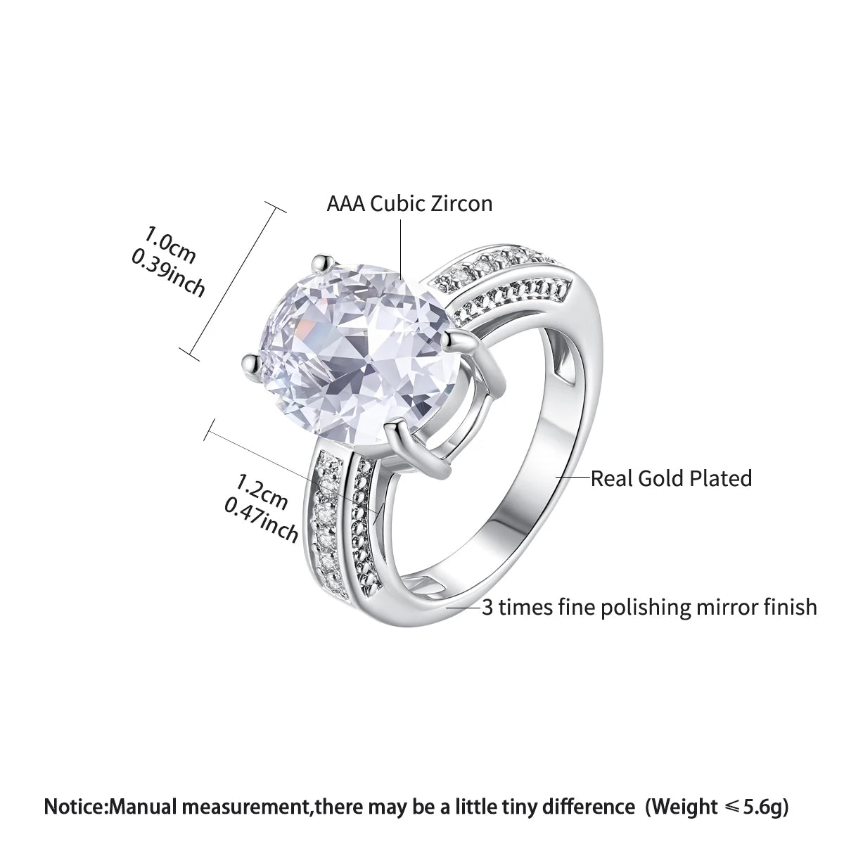 LUOTEEMI Fashion Jewelry Couple Wedding Rings One Oval Cut CZ Zircon Vintage CZ Engagement Rings