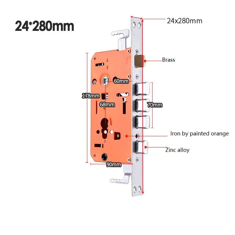 Universal Half Stainless Steel Anti-Theft Mortise Door Lock Body Thickened Security Door Lock Part Hardware Fittings