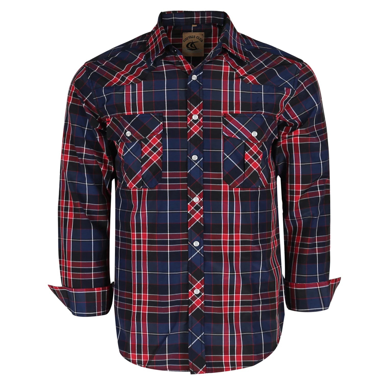 Men's Western Cowboy Long Sleeve Pearl Snap Casual Plaid Work Shirts