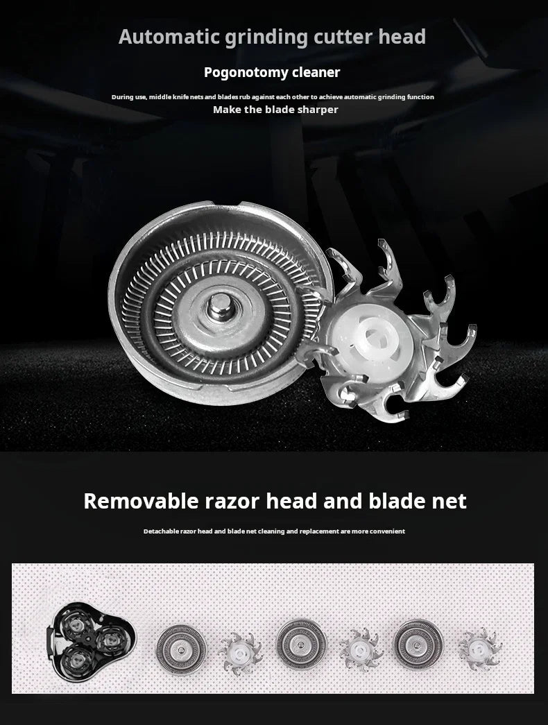 MENGLI RQ9001 Men's 4D Multifunctional Rotary Electric Shaver USB Rechargeable Triple Blade Waterproof IPX5 Face Shaving