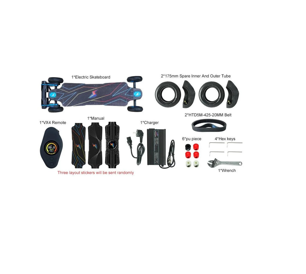 Flipsky Top Speed Durable Fiberglass Deck Black Eco-Friendly Programmable Lightning Electric Skateboard Longboard