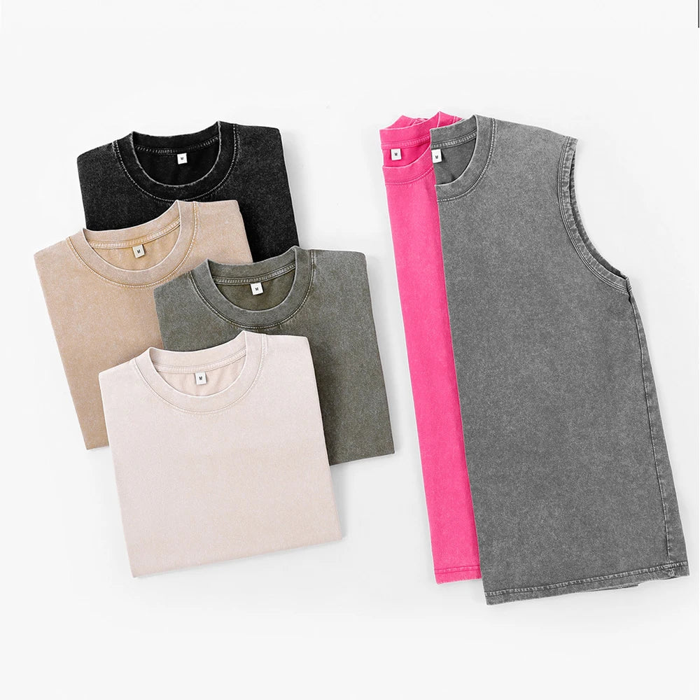 Custom Streetwear Washed Tank Top Low MOQ USA Warehouse Wholesale Tank