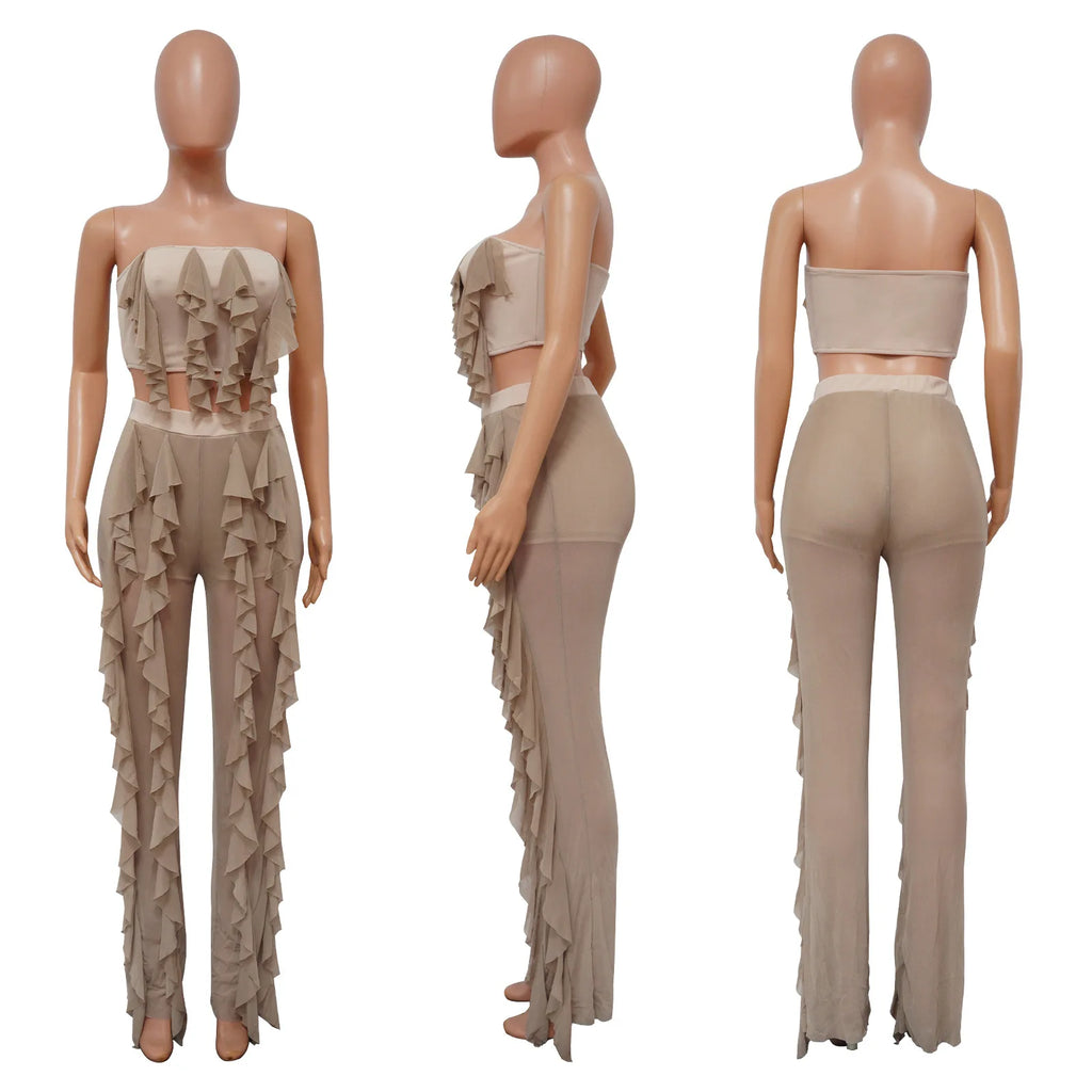S-XXL Summer Casual Solid Color Bra Panel Pants Set Personalized Fashion Street Two Piece Set