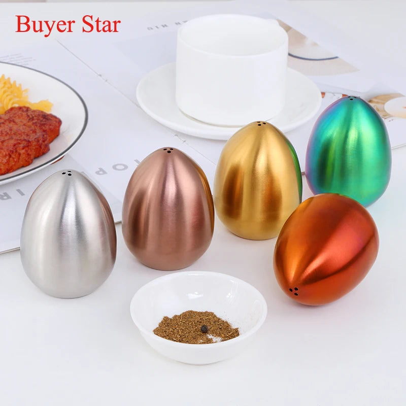 Gold Egg shape Spice Jar Set Stainless Steel Spice Tins Spice Storage Container kitchen Seasoning Sprays Tools Pepper Shakers
