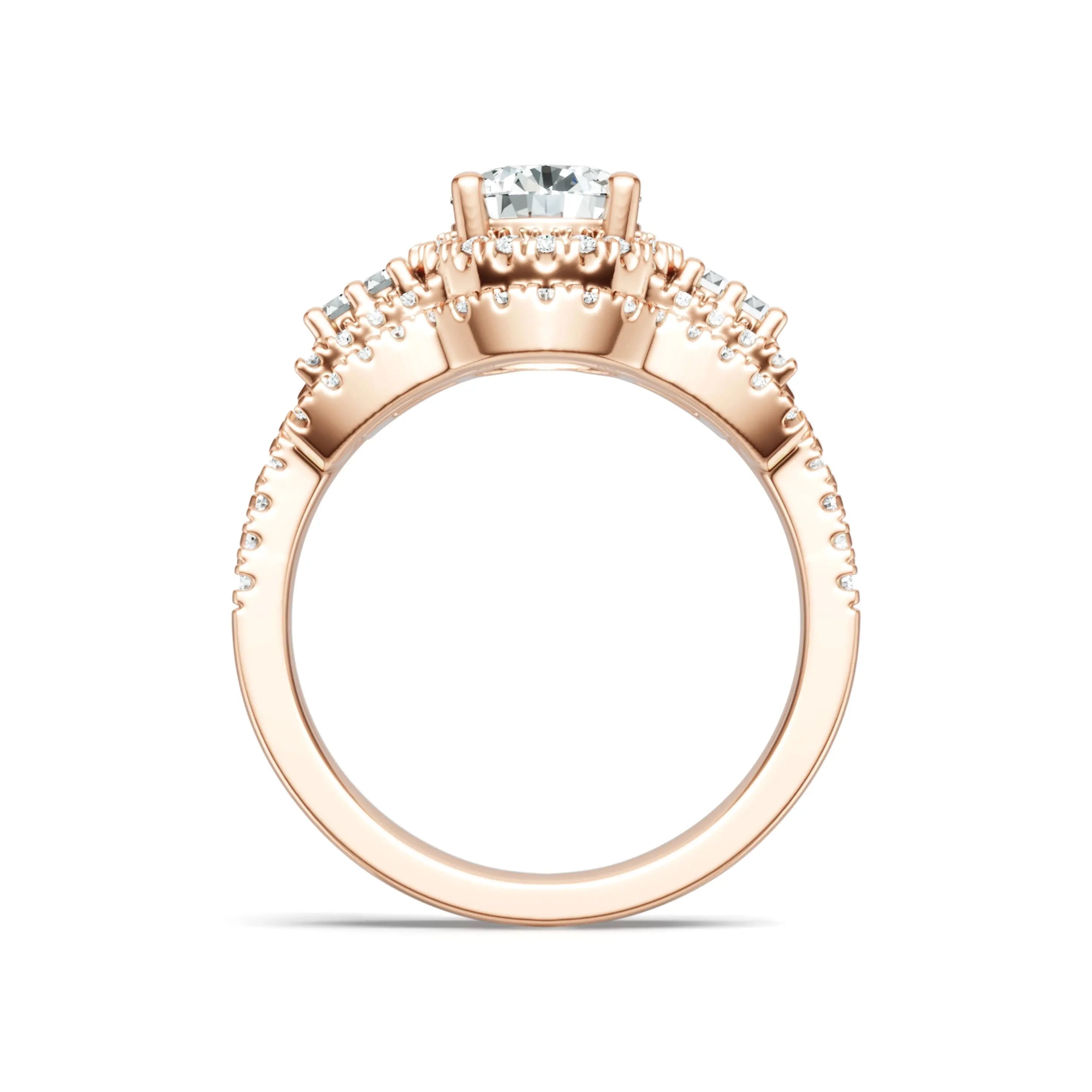 Hot Selling Ring Round Cut Moissanite Ring  Halo Ring 925 Sterling Silver Wide Band Pave Set Engagement Wedding Ring