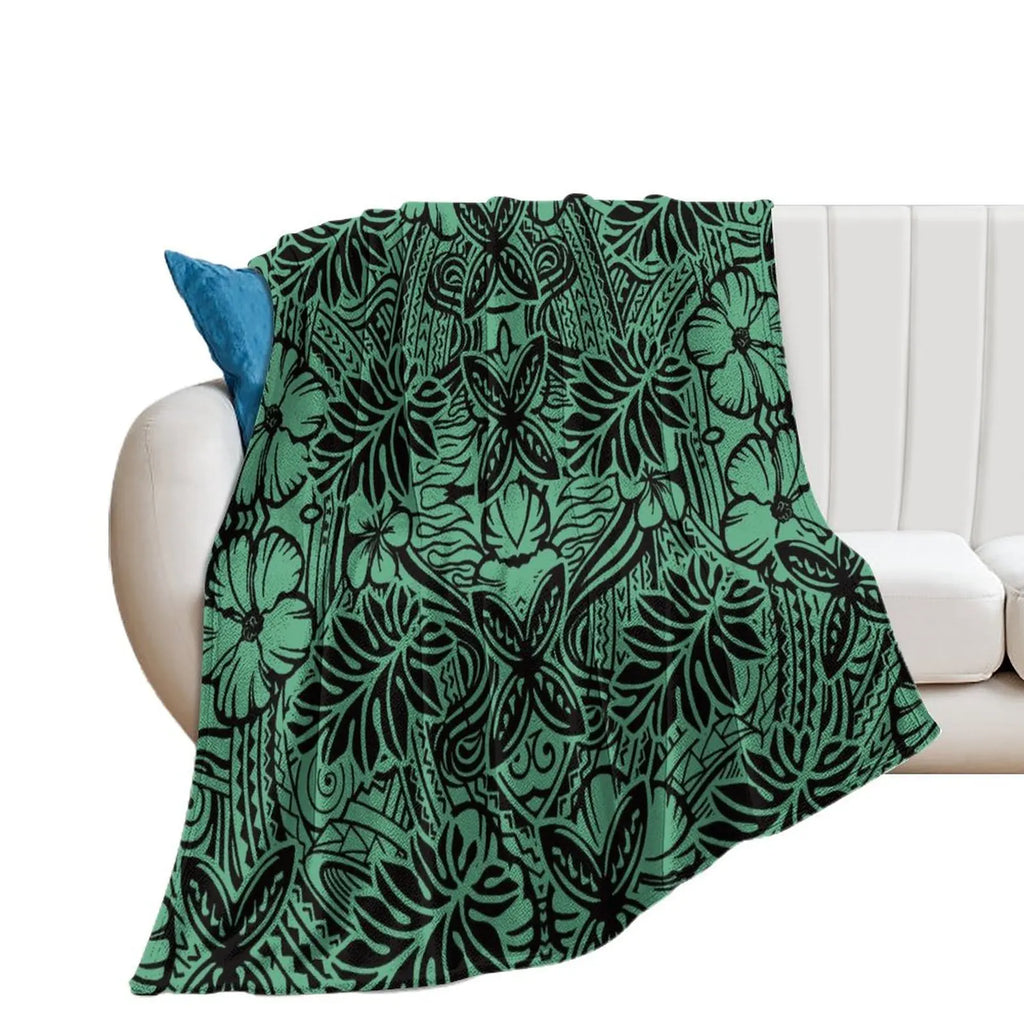 1MOQ Custom Print Sublimation Blankets Fiji Samoa Polynesian Tribal Winter Fleece Blanket Micro Plush Family Blanket for Kids