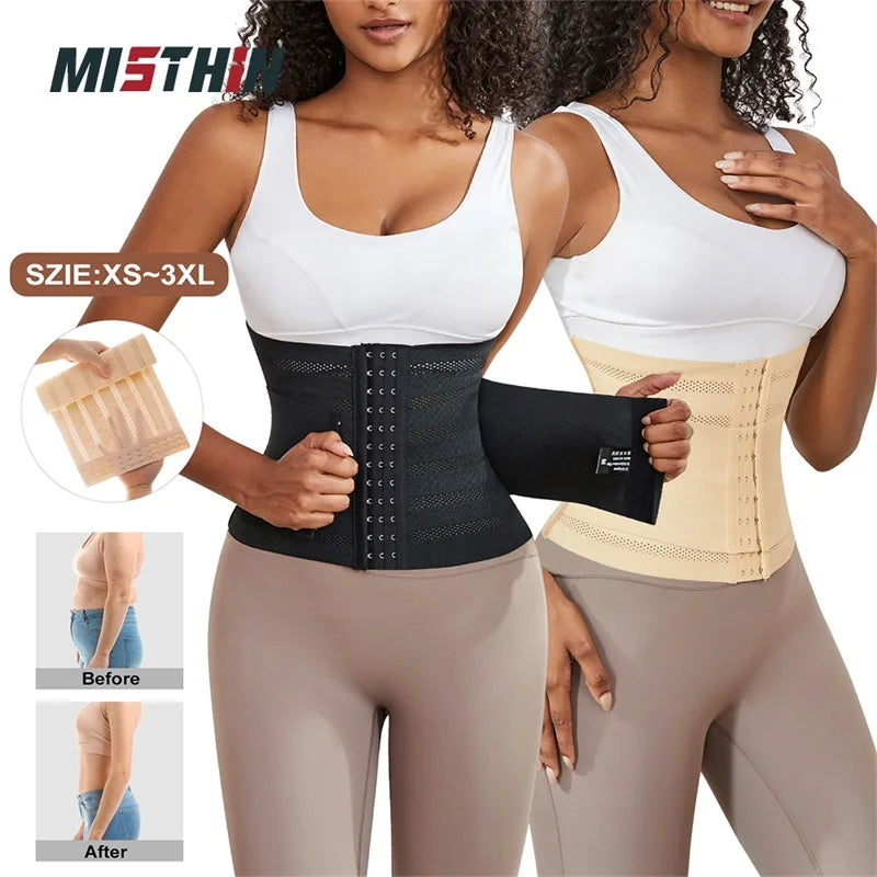 Plus Size Full Body Women Mesh Ventilate Double Belt Trimmer Wrap Corset Waist Trainer Shaperwear Tummy Control Shaper