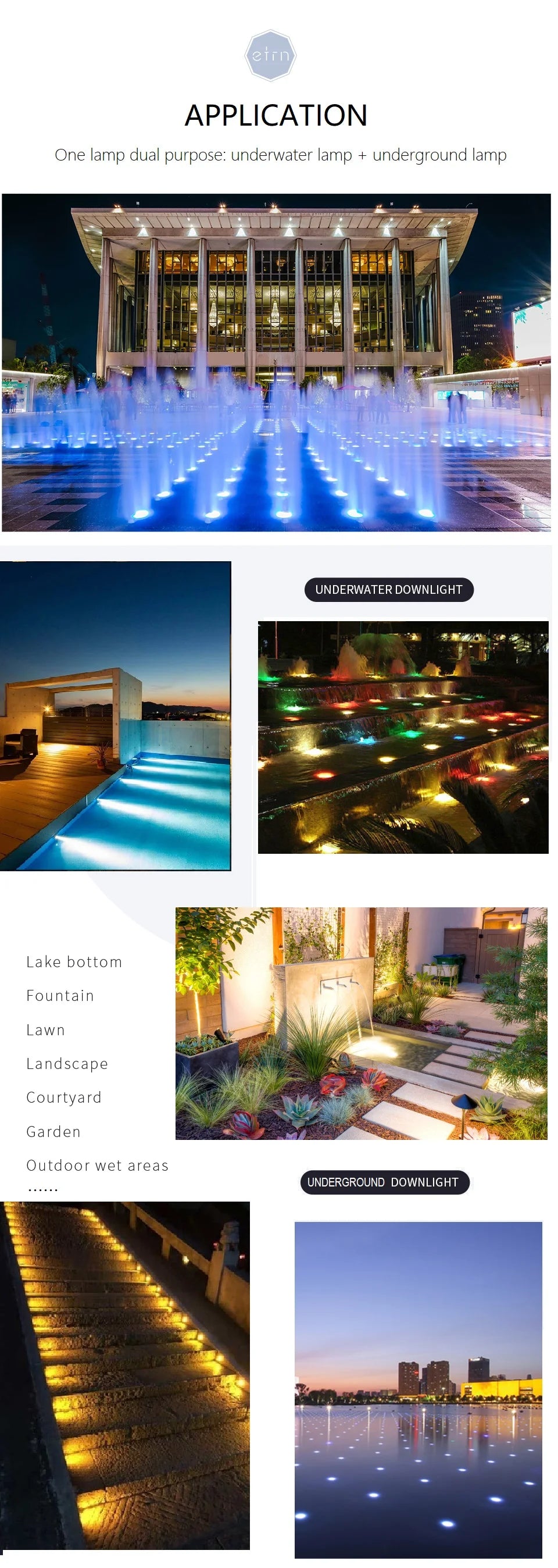 etrnLED 12V 24V Outdoor Garden Side Light Recessed Ground Spot Decking Floor Terrace Lamp Stairs Step Waterproof IP68 RGB RGBW
