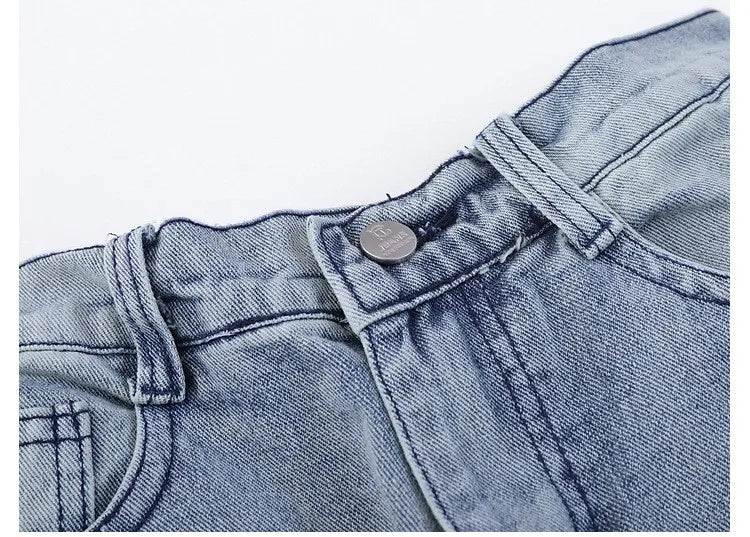 Latest Design Custom Distressed Star Patch Baggy Fashion Designer Quality Jeans