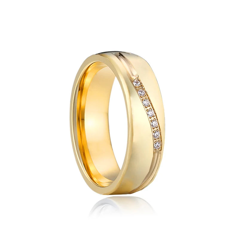 Wedding Rings for Men and Women Lover's Western Designer Jewelry 18k Gold Plated Emery Frosted Stainless Steel Couples Ring