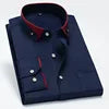 2025 New Men's Contrast Collar Elastic Long Sleeve Shirt Business Casual Comfortable Non-Ironing Shirt