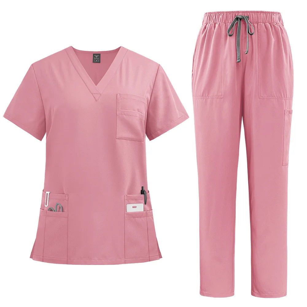 Salon Work Clothes Jersey Breathable Hospital Uniforms Nurse Beauty Dental Custom LOGO Uniform Medical Scrubs Sets for Men Women