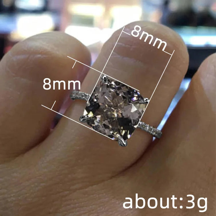 Elegant Pave Stone Ring For Women Bridal Style Fashion Finger Jewelry