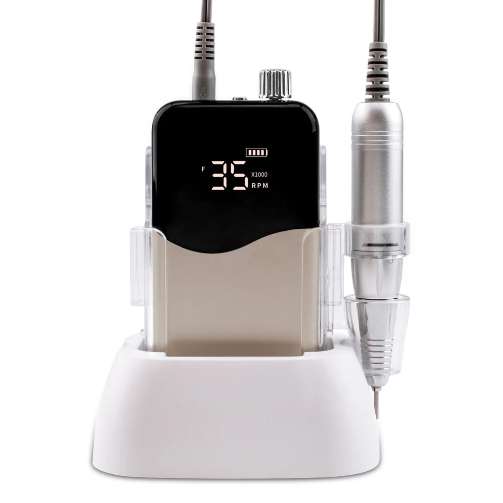 USA Market Popular Nail Beauty Art Strong Portable Mobile Smart Electric Hand Piece Carbon Brush Motor Nail Drill Machine