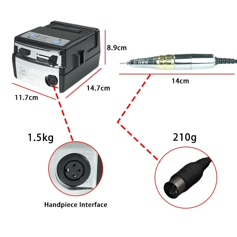 2088 Japan Micromotor Manicure Equipment Electric File Polisher Original G5 Nail Drill Handpiece for Super UP200 Nail Machine