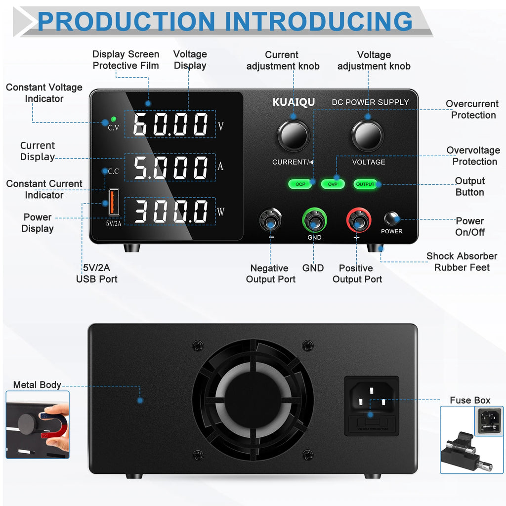 NICE POWER&KUAIQU SPPS-G605 60V 5A Adjustable DC Lab Power Supply Repair Voltage Regulator Battery Charger 24V 12V OCP OVP