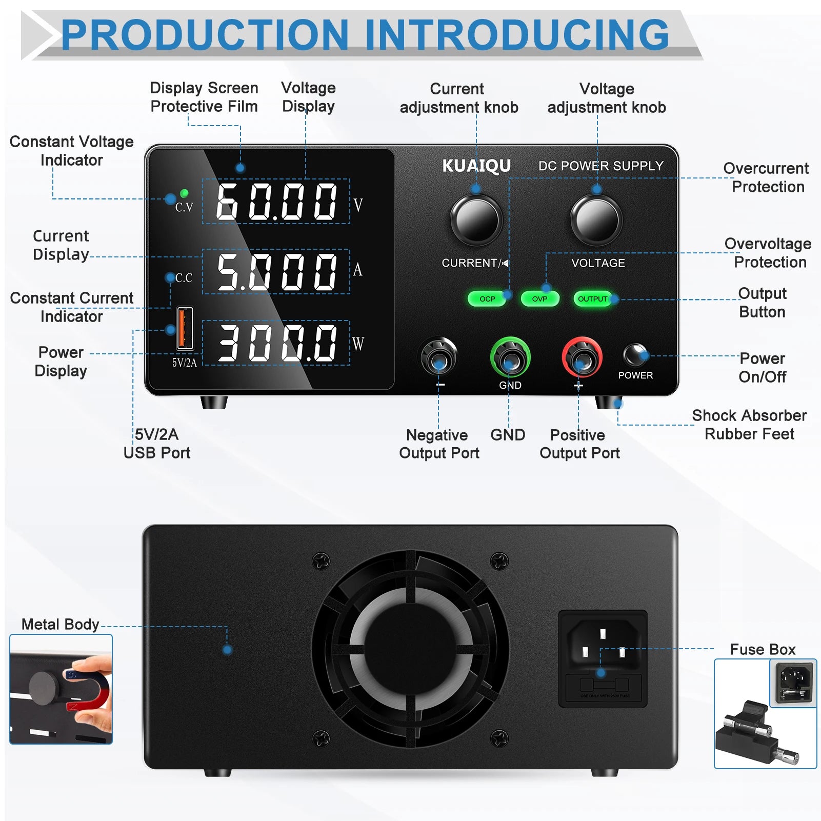 NICE POWER&KUAIQU SPPS-G605 60V 5A Adjustable DC Lab Power Supply Repair Voltage Regulator Battery Charger 24V 12V OCP OVP