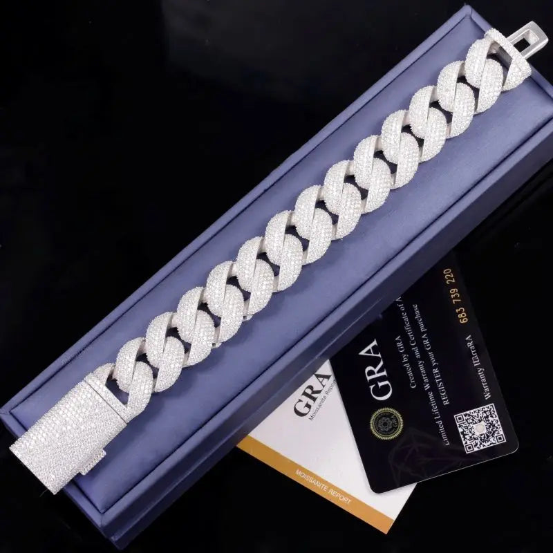 Ready to Ship Diamond Cuban Bracelet 6mm-22mm S925 Silver Hip Hop Bracelet Full Iced Out Moissanite Cuban Bracelet for Men