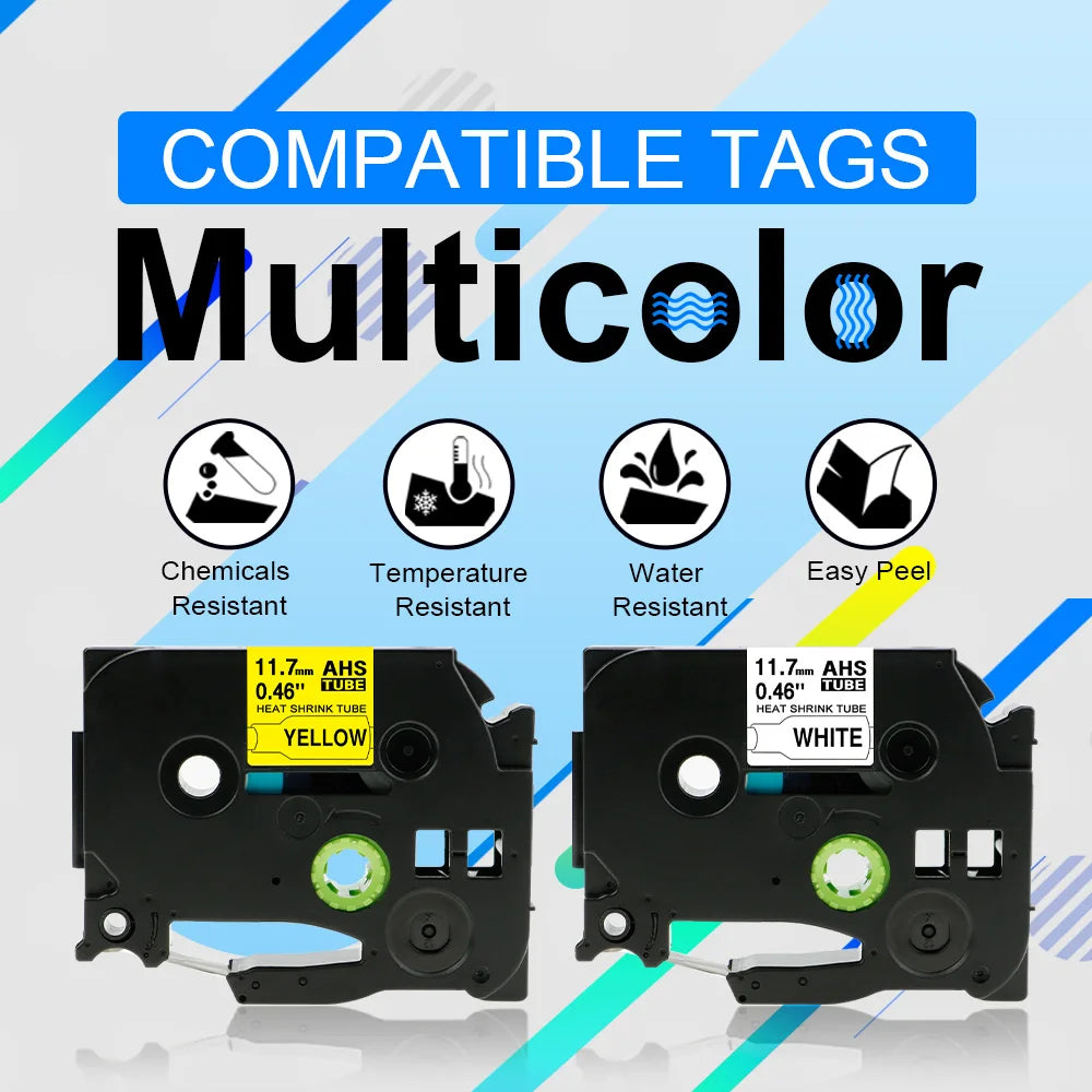 Compatible Brother Heat Shrink Tube Tape HSe-231 HSe-211 HSe-221 HSe-631 for P-touch PT-E550W E300 E500 P750WVP P900 P950W 7600