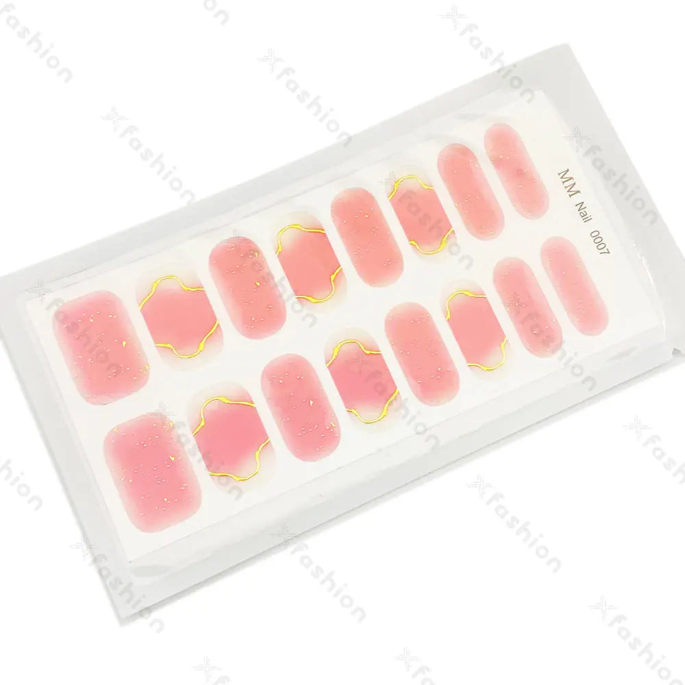 Hot Sale 16 Tips Solid Color Semi-Cured Gel Nail Stickers UV Light Durable Waterproof Long-Lasting Gel Nail Stickers Wholesale