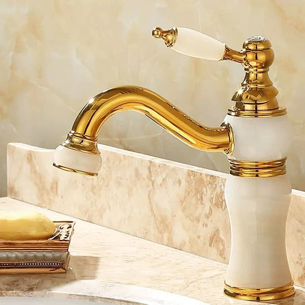 Bathroom Faucet Brass and Jade faucet Bathroom Basin faucet Sink Mixer Tap Gold Sink Faucet Bath Basin Sink Faucet