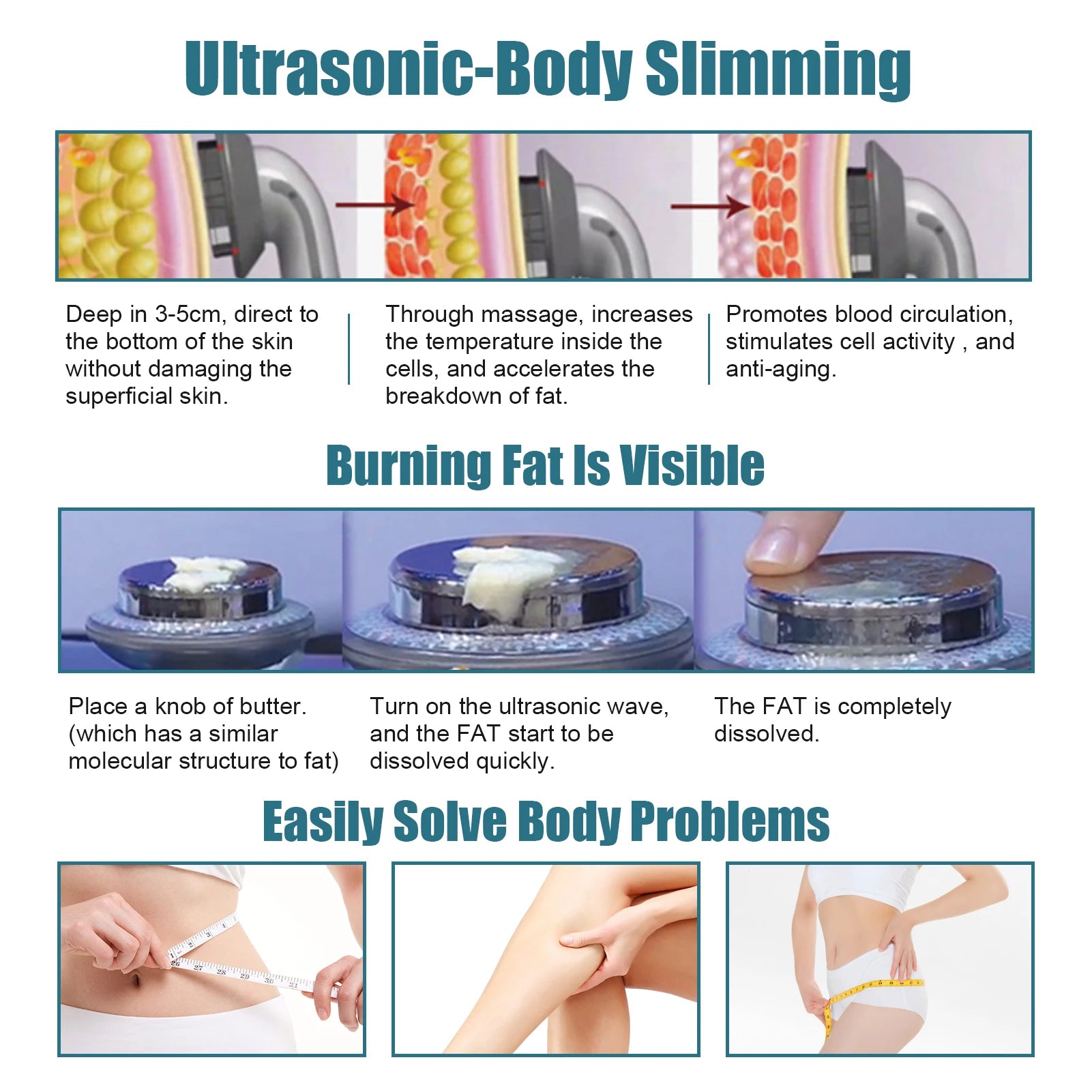 6 IN 1 Body Shape Massager EMS ultrasonic Slimming Gel Cream Infrared 1Mhz Ultrasound Cavitation Fat Burner Bar Weight Loss Tool