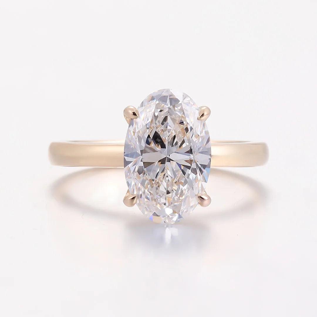 Igi Certified Diamond 3 Carat Oval Cut Lab Grown Diamond Ring Minimalist Jewelry 18k Gold Rings for Women Engagement Wedding