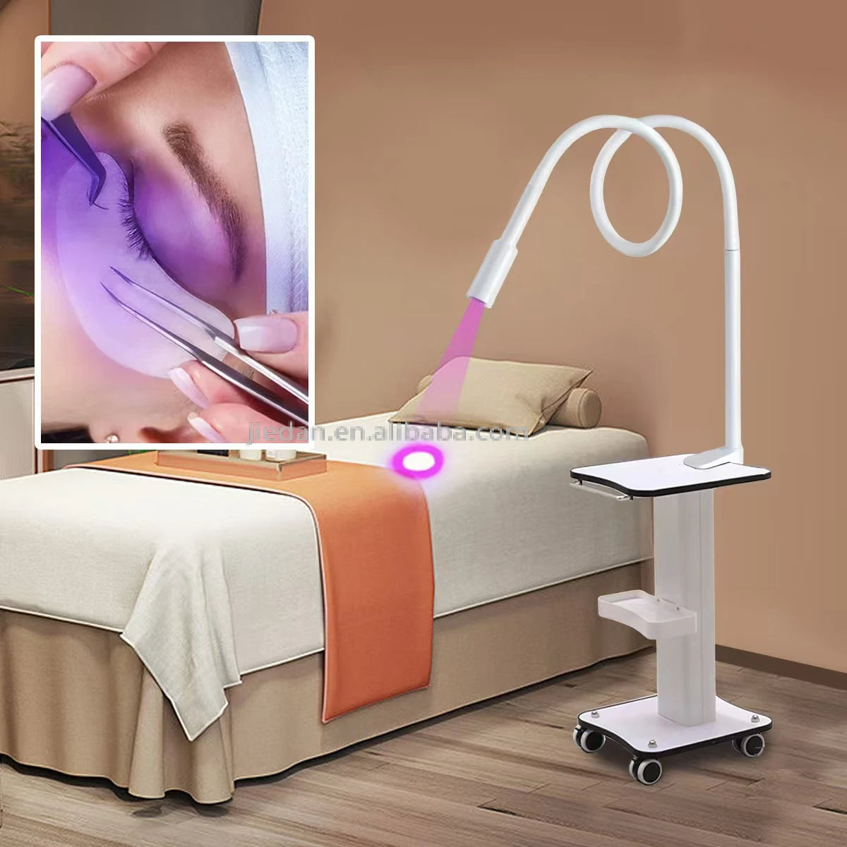 Professional 5W UV LED Lamp for Nail Grafting Lashes White Black Eyelash Lamp with Electric Power Supply Fast Curing Uv Lamp