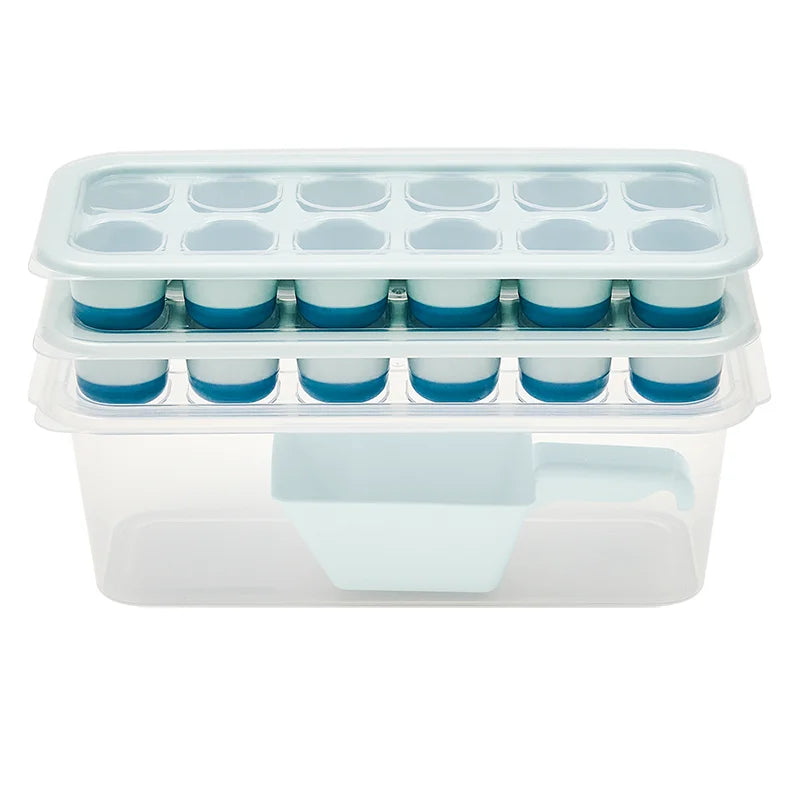 SB TECH New Single Piece Package Rectangle Polypropylene Blue 12-Cube Ice Tray Lid Container-Freezer Proof -60F 45F Heat