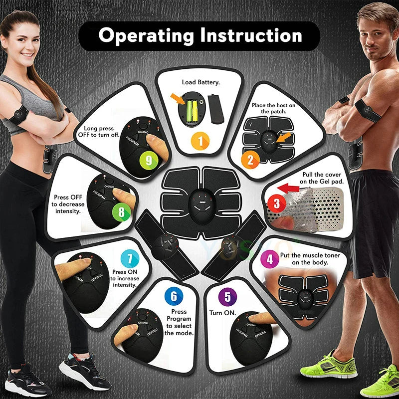 Electric Muscle Stimulator Wireless Buttocks Hip Trainer Abdominal ABS Stimulator Fitness Body Slimming Massager
