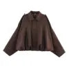 OUDINA Wholesale New Casual Zipper Green Suede Texture Effect Coat Windbreaker Bomber Varsity Jacket Women's Jackets