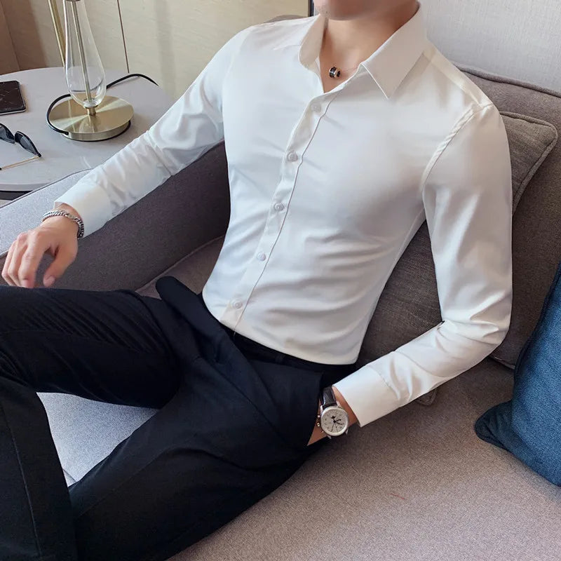 Camisas De Hombre Long Sleeve Shirts For Men Clothing 2026 Business Formal Wear Camisa Social Masculina Slim Fit Chemise Homme