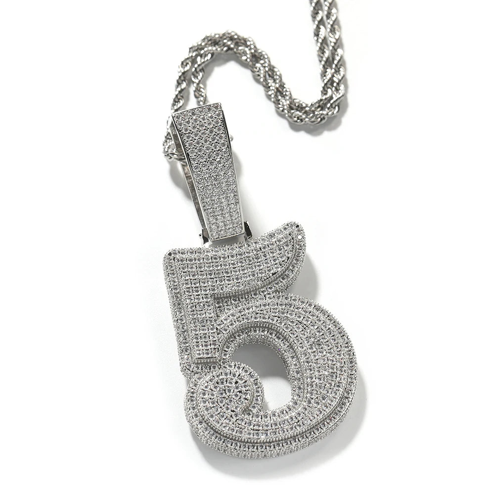 UWIN Hip Hip CZ Lucky Number Pendant Single Big Numbers Pendant Necklace 0 to 9 Special Rapper Jewelry