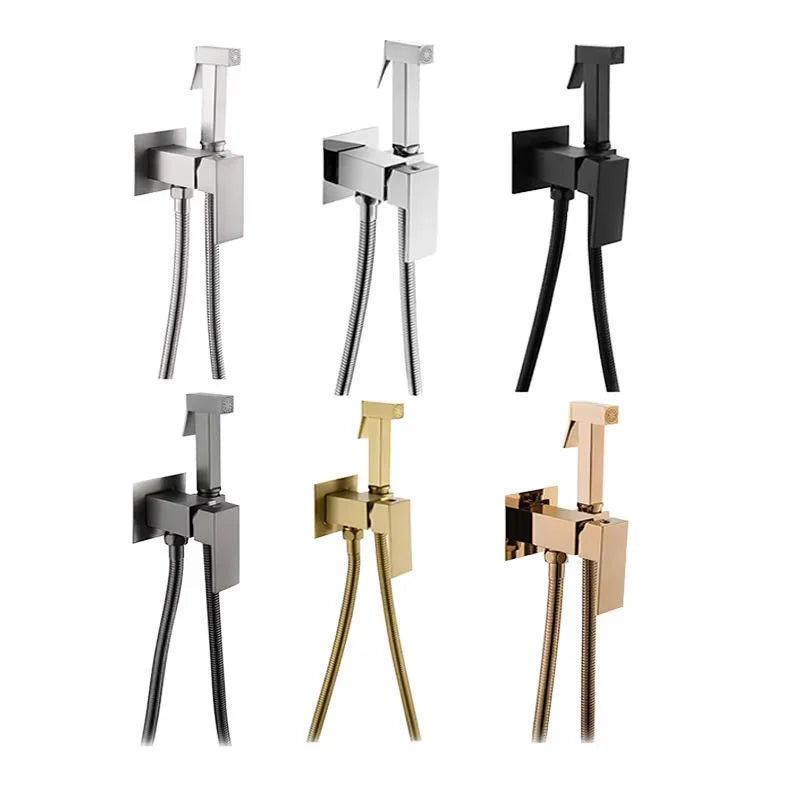 Toilet Bidet Attachment Wall Mounted Shower Tap Brass Cold Hot Water Mixer Crane Eco-Friendly Modern Easy Apartment Hotel