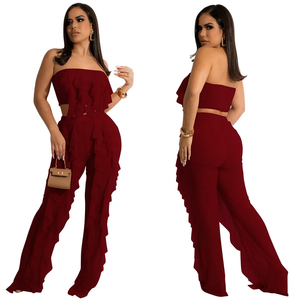 S-XXL Summer Casual Solid Color Bra Panel Pants Set Personalized Fashion Street Two Piece Set