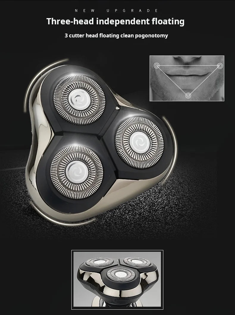 MENGLI RQ9001 Men's 4D Multifunctional Rotary Electric Shaver USB Rechargeable Triple Blade Waterproof IPX5 Face Shaving