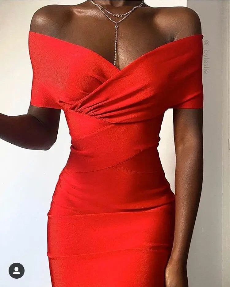 Moonccloset New Summer 5 Colors Sexy Fashion Women's Off Shoulder Bandage Dress Green Night Club Party Dress