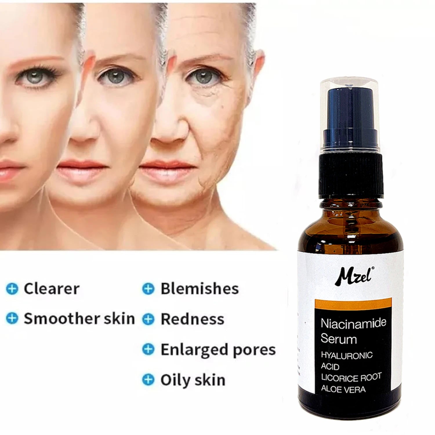 Niacinamide Whitening Serum for Face 10% with Hyaluronic Acid,  Anti Aging B3 Hydrating Nicotinamide Serum for Women & Men