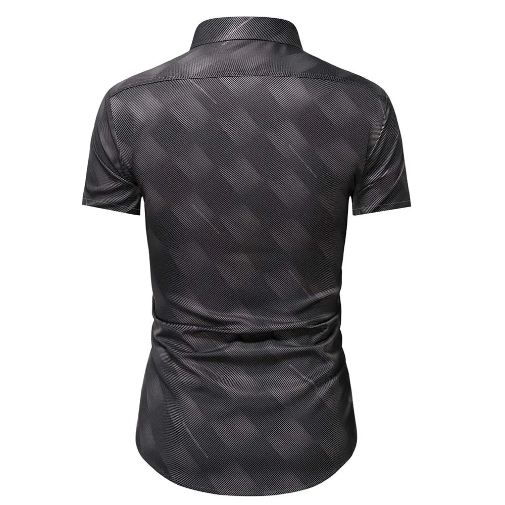 Summer Business Social Chemise Homme Casual Party Short Sleeve Striped Shirt Men Dress Luxury Button Up Fashion Mens Clothes