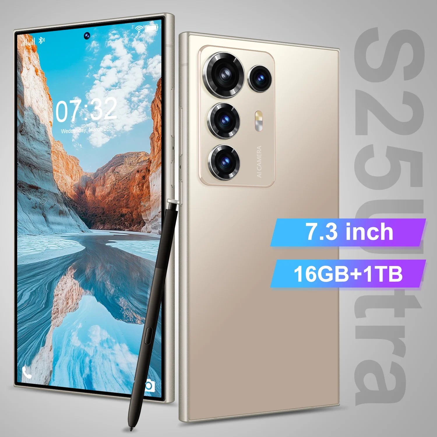 S25 ULTRA 5G Smartphone 7.3 Inch HD Screen 8800mAh Battery 108MP Camera DecaCore Phone CPU MTK Processor LTE CDMA Mobile Phones