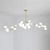 Light Luxury Nordic Minimalist Modern Adjustable Height LED Glass Chandelier for Living Room