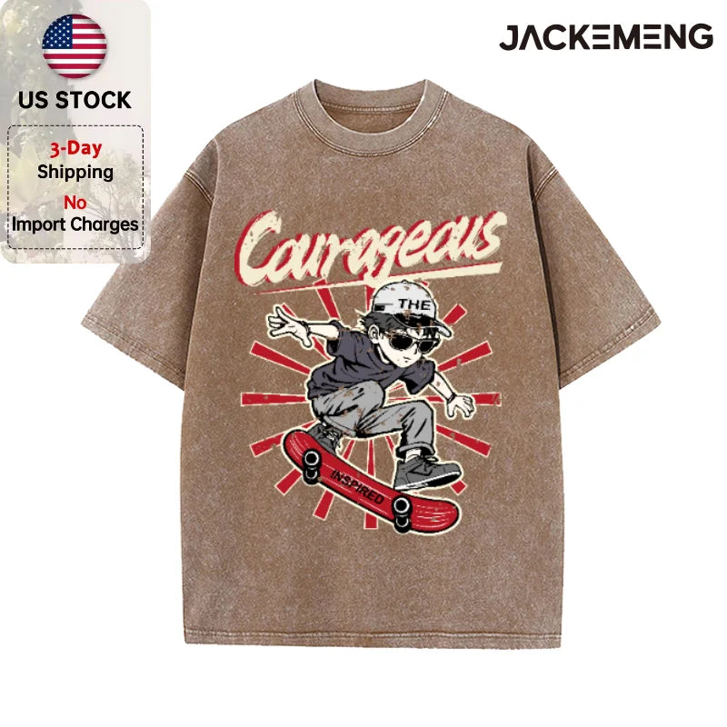 Oversized Vintage Retro Skate Anime Streetwear Print Tshirt USA Stock Wholesale Y2K Casual Tee