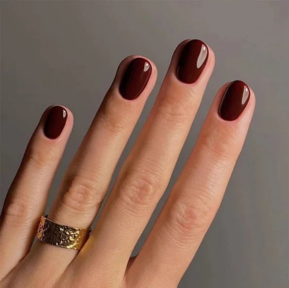 Wholesale 24 Pcs Short Round Nail Tips in Solid Color Simple Press on Nails Artificial Fingernails Candy False Nails 3100