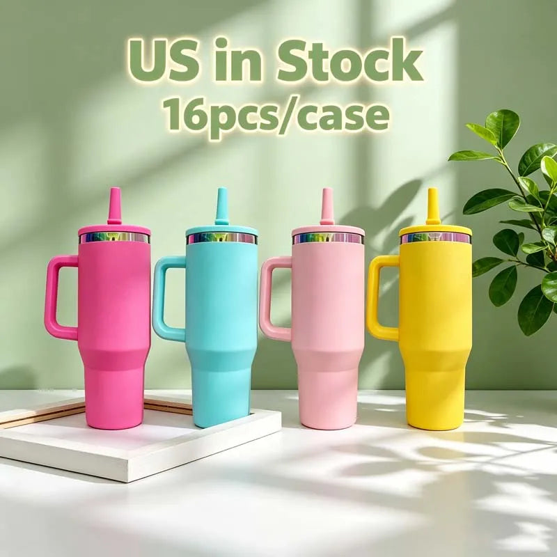 Us Warehouse 40 OZ Colorful Rainbow Plated Easy Clean Camping Gear 40 OZ Vacuum Tumbler for Home Office Outdoor Daily Use