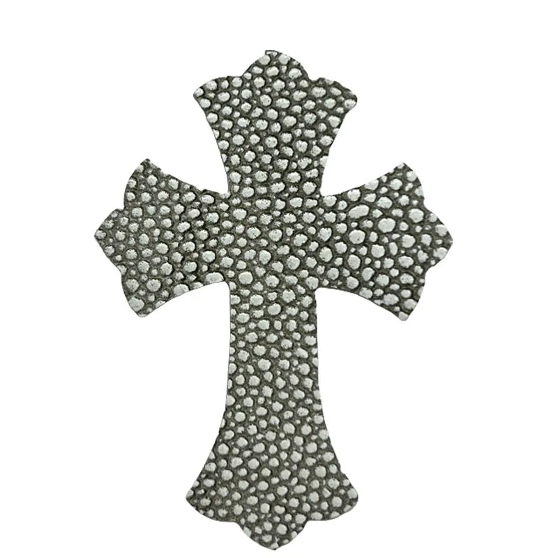 4.5*6.5cm Sheepskin Leather Patch With Cross Shaped Leather Label Genuine Leather DIY With Multiple Colors-106-182