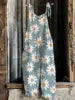 S-3XL Summer Women's New Sweet Small Fresh Print Retro Wide Leg Jumpsuit Printed Floral Cami Jumpsuit