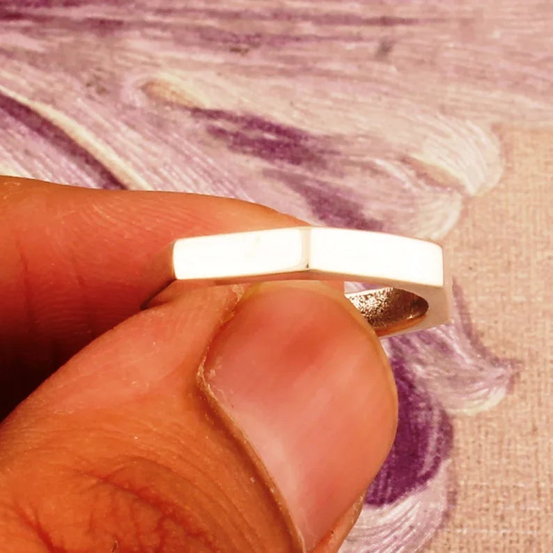 925 Sterling Silver Gemstone Band Ring Vintage Boho Style Handmade Jewelry for Wedding Party Gifts Mom Unisex Wholesale Best