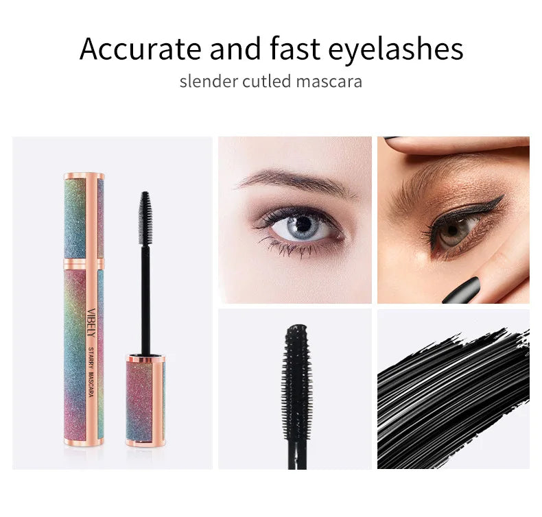 QIC 4D Silk Fiber Lash Mascara 2 in 1 Thrive Mascara Makeup Waterproof Lengthening Thickening Mascara VIBELY 4D